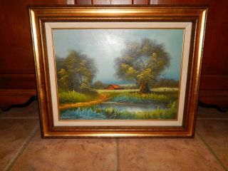 Old Bard,  Landscape Oil Painting On Canvas By E.  Burton,  Framed