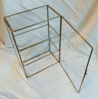 Glass Brass Curio Display Cabinet Table Top Miniatures 10 " X 6.  75 " Tabletop
