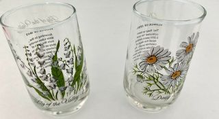 2 - 1970 Brockway Flower of the Month Glass Tumbler Daisy & Lilly Of The Valley 2