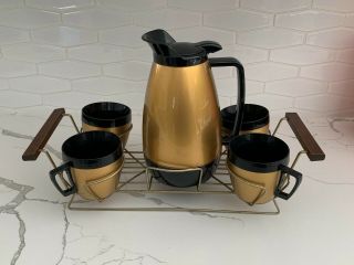 Vintage West Bend Thermo Serv Insulated Coffee Set Carafe Pitcher Cups Holder