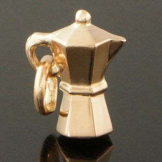 Solid 18k Gold 3d Italian Stove Top Coffee Espresso Pot Cafetiera Charm,  Pendant