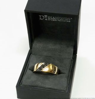 Elegant 0.  40ctw Black Diamond Mens Ring Heavy 14k Gold 3 Stone Band W Orig.  Box