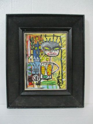 Jean Michel Basquiat Mixed Media On Canvas 1982 With Frame In