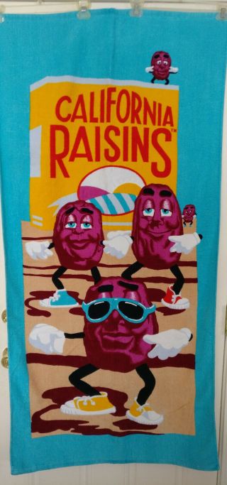 Vintage 1987 California Raisins Beach Towel 30 " X 60 "