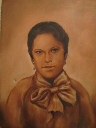 Shabby Vintage Mid Century Portrait Oil Painting Woman Fine Art 14x11 Girl