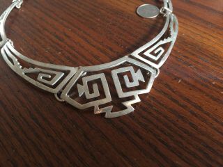 VTG Taxco Aztec Sterling Silver Necklace One Of A Kind HEAVY 52.  8 GRAMS 2