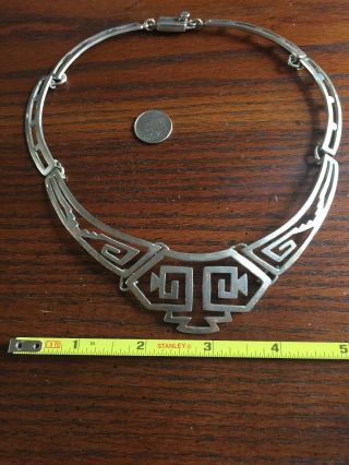 VTG Taxco Aztec Sterling Silver Necklace One Of A Kind HEAVY 52.  8 GRAMS 3