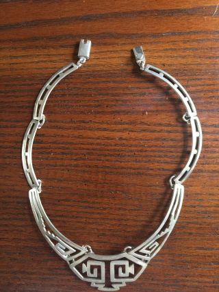 VTG Taxco Aztec Sterling Silver Necklace One Of A Kind HEAVY 52.  8 GRAMS 4