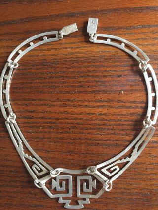 VTG Taxco Aztec Sterling Silver Necklace One Of A Kind HEAVY 52.  8 GRAMS 5