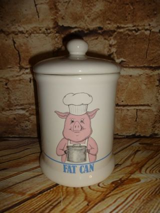 Vintage Pig 1989 Bandwagon Fat Can Ceramic Lidded Jar Bacon Grease