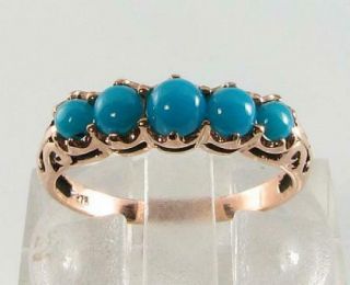 Engagement 9ct 9k Rose Gold Persian Turquoise Art Deco Ins Ring Resize