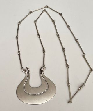 Vintage David Andersen Norway Sterling Silver Modernist Pendant Necklace 32g