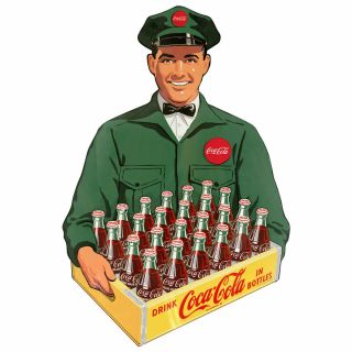 Coca - Cola Crate Delivery Man 1950s Wall Decal Vintage Style Kitchen