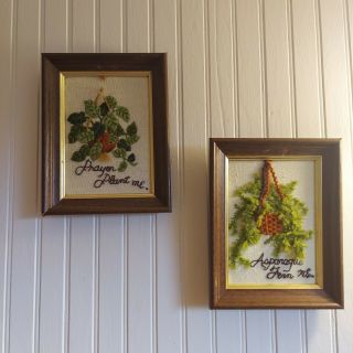 Two Vintage Embroidery Framed Wall Art From 1977 7 " X9 "