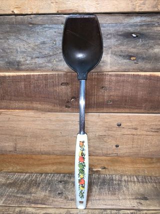 Vintage Ekco Black Nylon Cooking Serving Spoon " Spice Of Life " Handle 11 3/4 "
