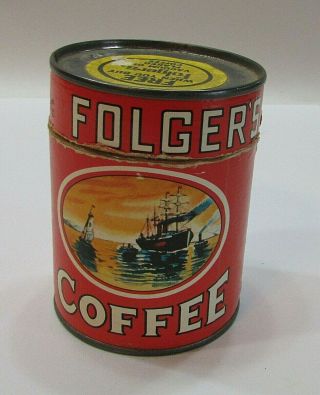 Old Folgers Coffee Jigsaw Puzzle In Cardboard Can 3x5 Canister Adv Promo Sh