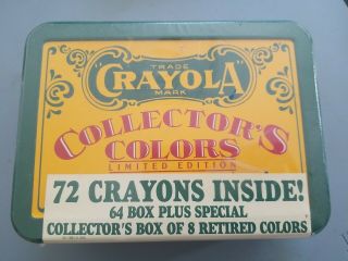 Vintage Crayola Collectors Colors Limited Edition,  Tin With Crayons,  1991
