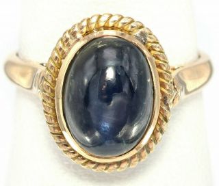 Vintage 18k Yellow Gold 4.  68 Tcw Sapphire Cabochon Band Ring 3.  9 Grams Size 4.  5