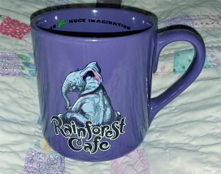 Vtg 2000 Rainforest Cafe Coffee Mug Cup Purple Tuki Makeeta Elephant 16 - 18 Oz