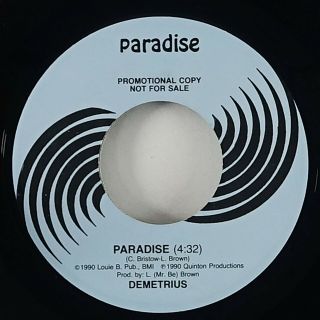 Demetrius " Paradise " Unknown Modern Soul Boogie/2 Step 45 Paradise Promo Hear