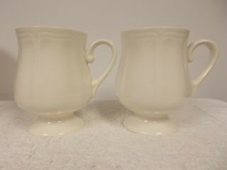 2 Vintage Ironstone Federalist White Footed Coffee Tea Cups Mugs Japan Made 4238
