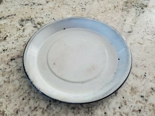 Vintage Graniteware Enamelware Green & White Swirl Pie Pan,  9.  75 " Diameter