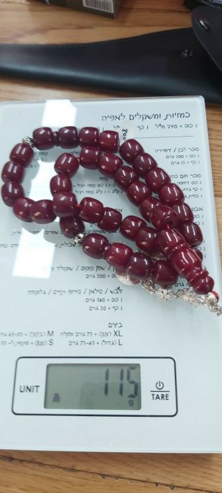 Rosary Islamic Prayer 33 Beads Misbaha Tasbih Vintage German 115gr Faturan Red 6