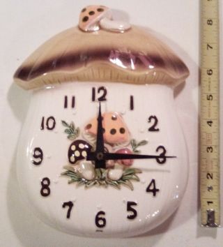 Vintage 1975 Sears & Roebuck Merry Mushroom Whimsical Wall Clock Mcm Retro