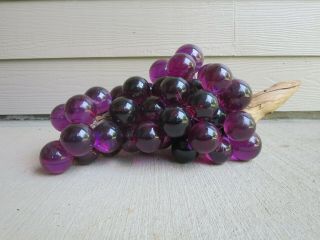 Vintage Mid Century Modern Large Lucite Acrylic Resin Grape Cluster Purple Wine