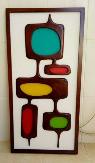 Mid Century Modern Wood Wall Art,  3d Wall Sculpture Inspired By Atomic Age