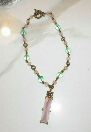 Vintage Stephen Dweck Rose Quartz Pendant Necklace