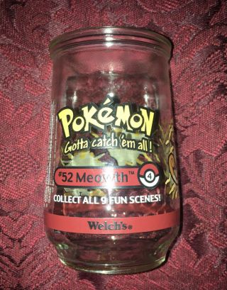 Pokemon Meowth 52 Themed Welchs Jar 1999 Nintendo 9 Different Scene Designs