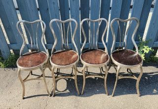 4 Vintage Uhl Toledo Metal Industrial Steampunk Chairs 1940 