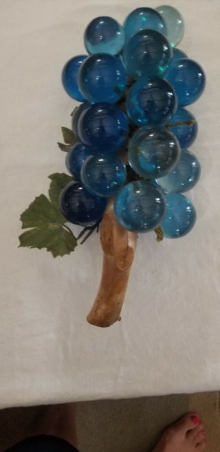 Vintage Mid Century Lucite Acrylic Table Grapes Cluster Blue