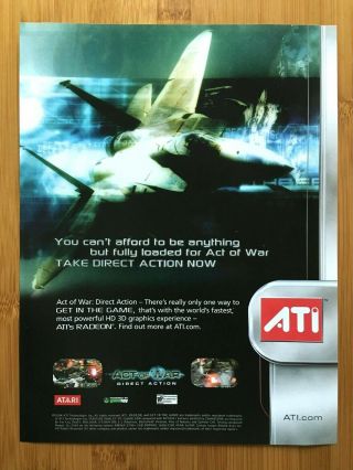 Act Of War: Direct Action Pc 2005 Print Ad/poster Ati Radeon Graphics Card Art