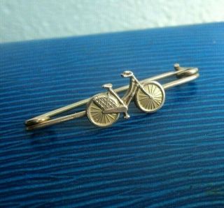 Rare 9ct Yellow Gold Brooch C.  1910/20s - Cycling,  Cycle,  Bike,  Bicycle