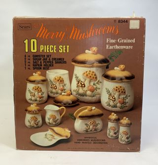 Vintage Sears Merry Mushroom Ceramic 10 Piece Set