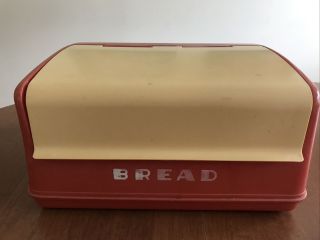 Vintage Lustro Ware Red Cream Plastic Bread Box B - 20