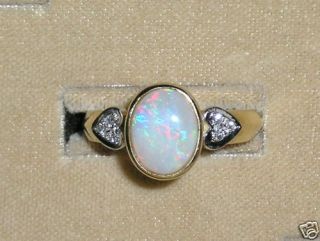 Solid 14k Gold Opal Diamond Ring