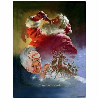 Coca - Cola Santa Travel Refreshed Wall Decal 18 X 24 Vintage Style Kitchen