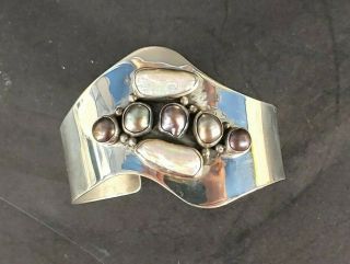 Jay King Desert Rose Trading Sterling And Baroque Pearl Cuff Bracelet Vc030sx