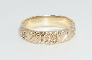 Vintage Artcarved 14k Yellow Gold Wedding Anniversary Ring Band Floral