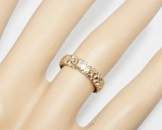 Vintage ARTCARVED 14K Yellow Gold Wedding Anniversary Ring Band Floral 2