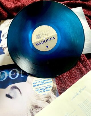 Madonna 1986 Australia Zealand Aqua True Blue Color Vinyl Promo Poster Lp