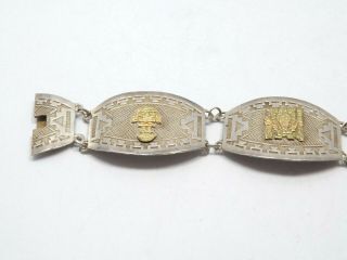 Vintage Sterling Silver 18K Gold Peru Inca Panel Link Story Bracelet,  13.  1g 3