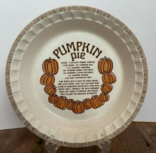 Vintage Jeanette Royal China Pumpkin Pie Plate Deep Dish Ruffled - Edge W/ Recipe