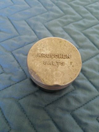 Vintage Small Kruschen Salts Jar Amber With Metal Lid