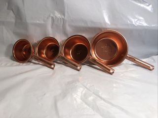 Vintage Set Of 4 Color Craft Copper Measuring Cups 1/4,  1/3,  1/2,  1 Cup