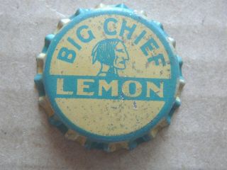 Big Chief Lemon - Indian Head - Vtg Pop Bottle Cap - Cork Lined Never Crimped