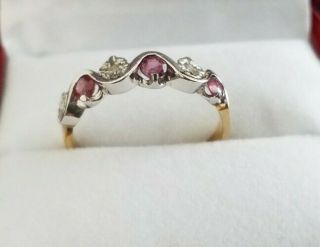 Fine Vintage 9ct Gold Ruby And Diamond Ring Hallmarked Size M